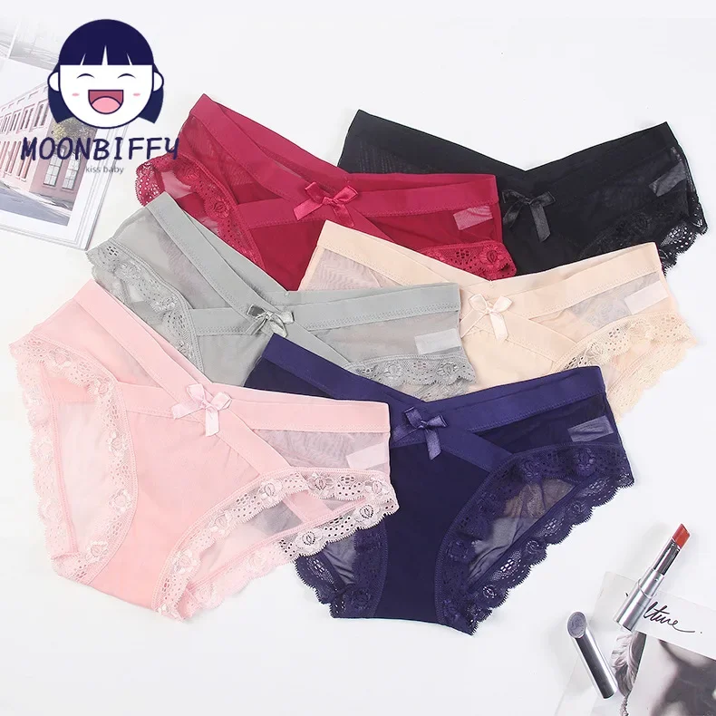 Mesh Sexy Breathable Low Waist Belly Lift Ladies Lace Panties Briefs Comfortable and Seamless Pregnant Women Panties