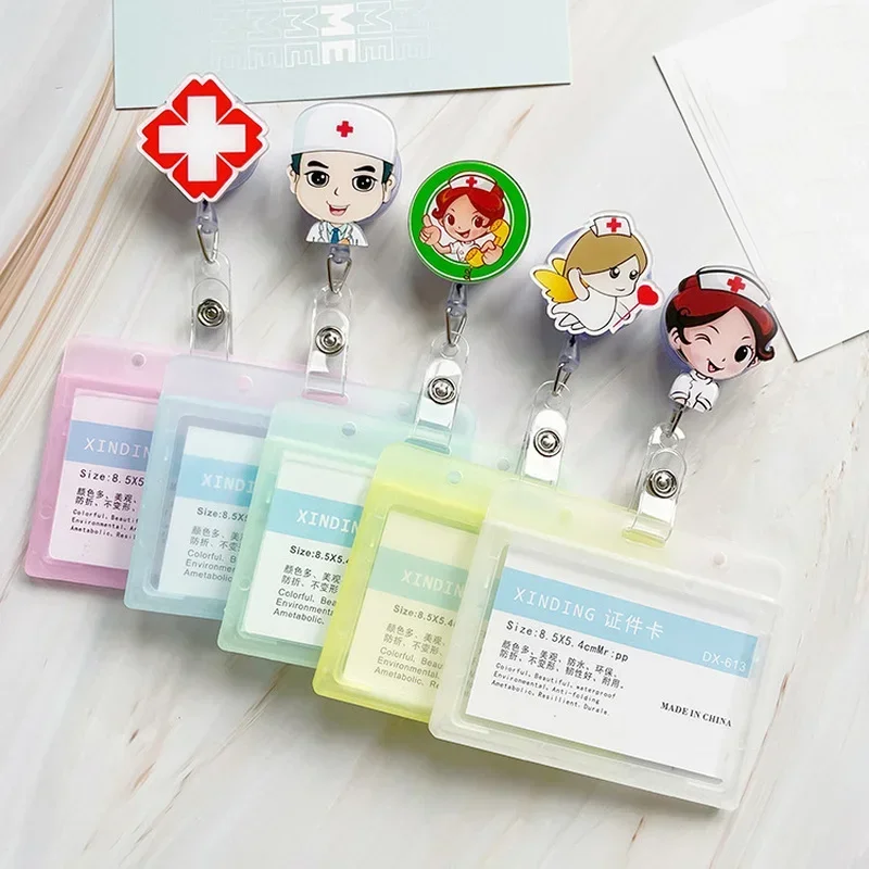 transparent Plastic Doctor Nurse ID Card Sleeve Badge Card Cover Retractable Badge Card Holder cover Protector