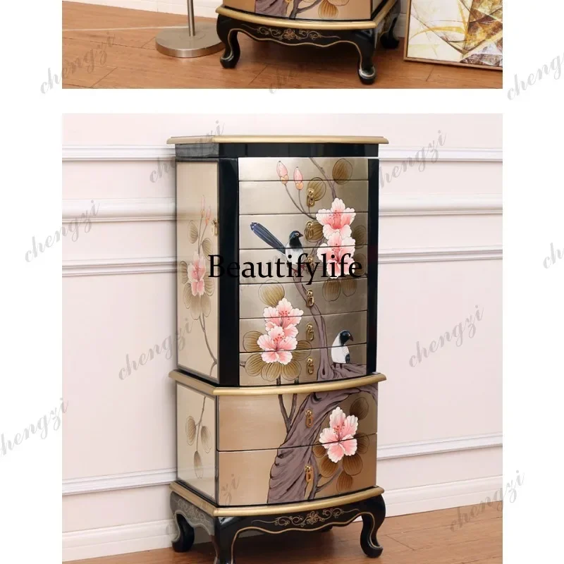 K153 American solid wood chest, living room new Chinese style, eight-bucket cabinet, corner cabinet, bedroom storage