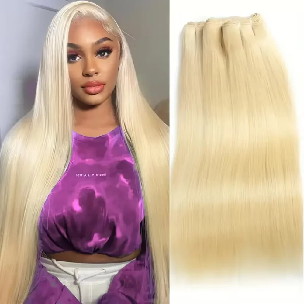 Paquetes de Extensiones de Cabello Humano Remy Brasileño Liso Rubio Miel 613 de 10-40 Pulgadas, Trama Doble Ajustada, Suave, 1/3/4 Piezas