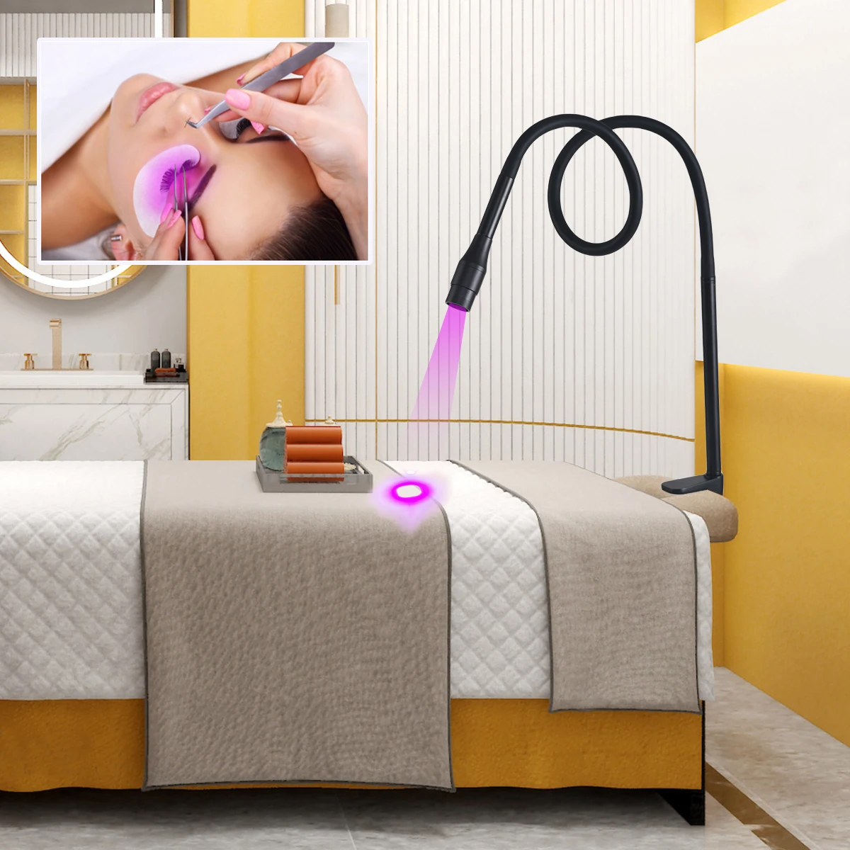 Foot Pedal Gel Flash Cure Eyelash and Nails Extension Desk Clamp Lightspot Adjustable UV LED Nail Lamp view 3