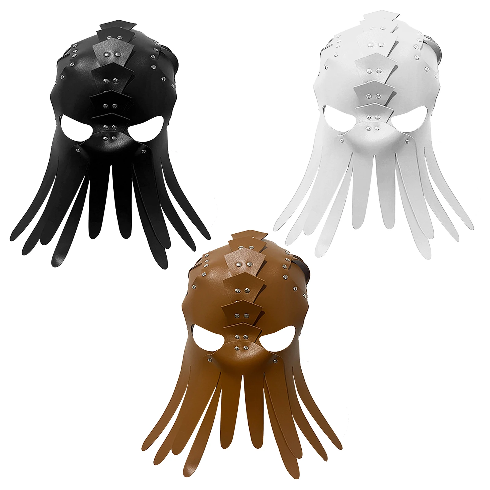 Unisex Octopus Tentakel Verstellbare Kapuze Abdeckung Party Maske Requisiten Zubehör Cosplay Maskerade Gesichtsbedeckung Kunstleder Gothic Maske