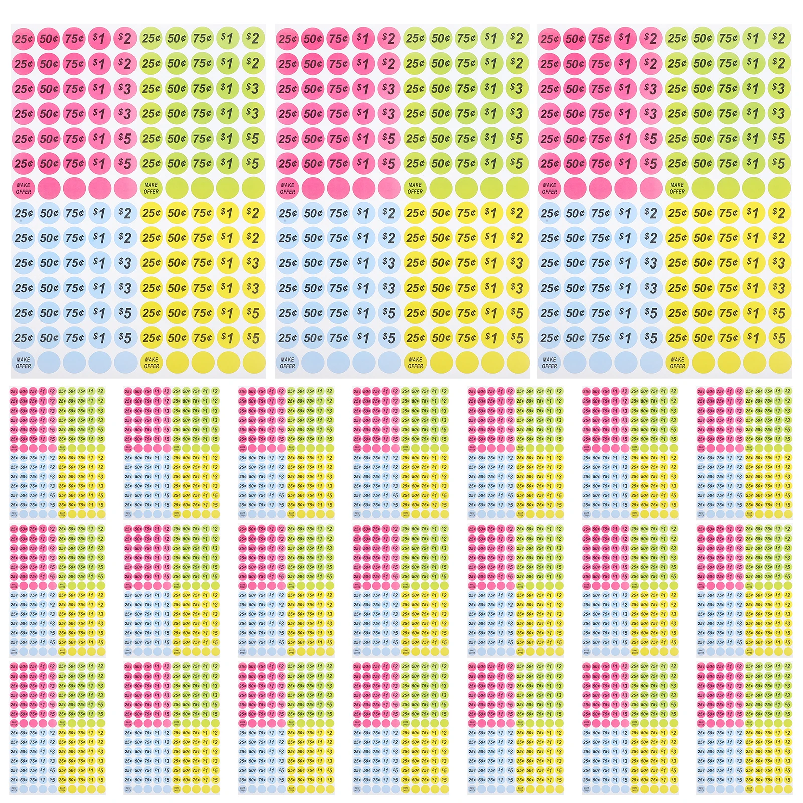 

25 Sheets Price Tags Stickers Colorful Supermarket Retail Store Pricing Labels Suitable Various Products Small Business Supplies