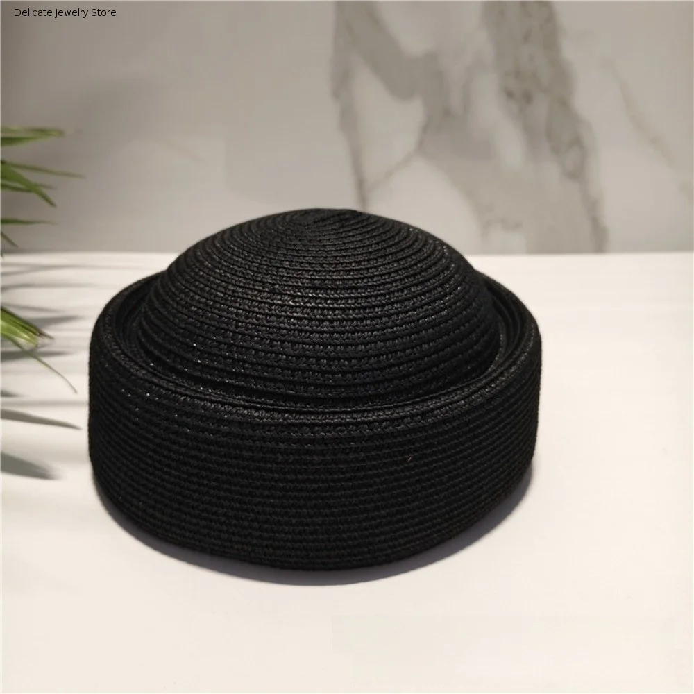 New Retro Style Straw Sun Hat Wide Brim Artistic Design Painter Beret Woven Texture Concave Top Woven Straw Hat Summer Season