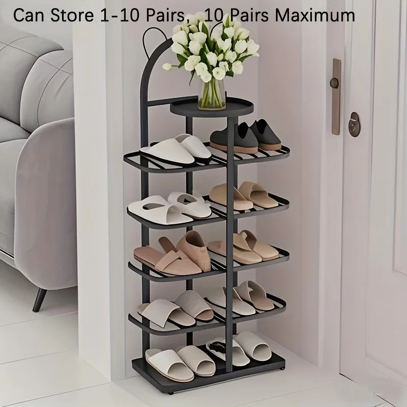 

Металлическая полка для обуви с золотой трубкой, 5 уровней — компактный органайзер для прихожей с декоративной верхней полкой, современное гламурное хранилище для небольших размеров