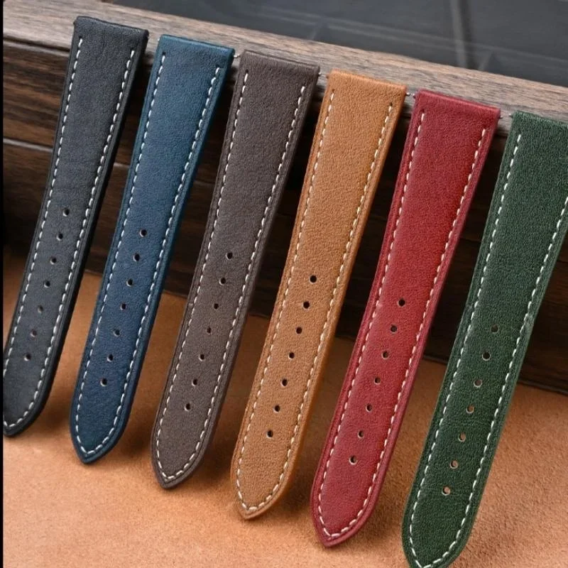 17mm 18mm 19mm 20mm 21mm 22mm 24mm Quick Release Oil Wax Gradient Retro Calfskin Leather Watch Strap for Universal Watch Band