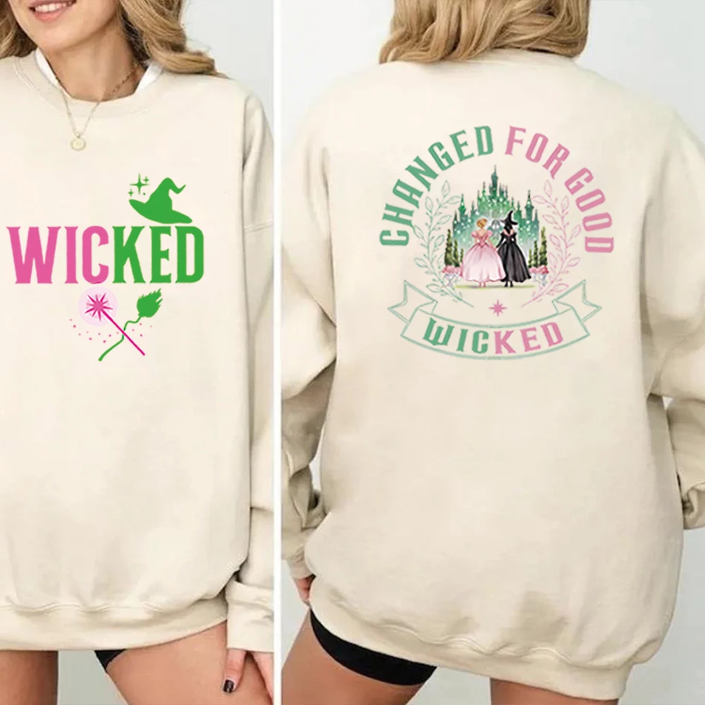 

Wicked Change for Good Two-Sided Sweatshirt Defy Gravity Broomstick Magic Wand Hoodie Wizard Shirt Wicked Musical Sweatshirts