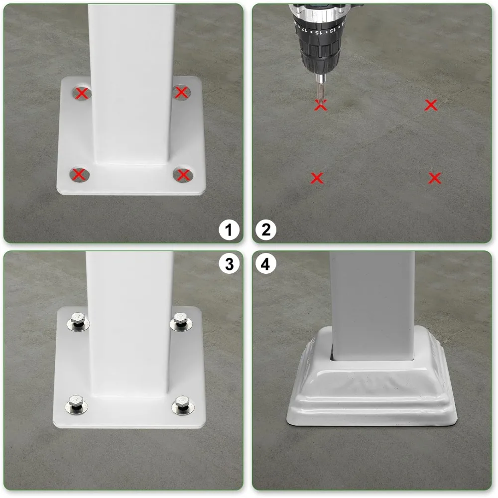 2 Pack 4 Step Handrails for Outdoor Steps, Wrought Iron Stair Railing Fits 3 or 4 Steps, Metal Hand Rail with Installation Kit,