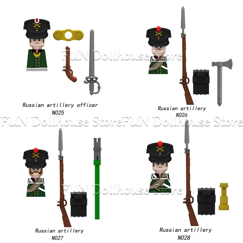 Mittelalterliche Militär-Figuren aus den Napoleonischen Kriegen, Bausteine für Britische, Französische und Preußische Infanterie, Ritter, Generäle, Waffen, Spielzeug