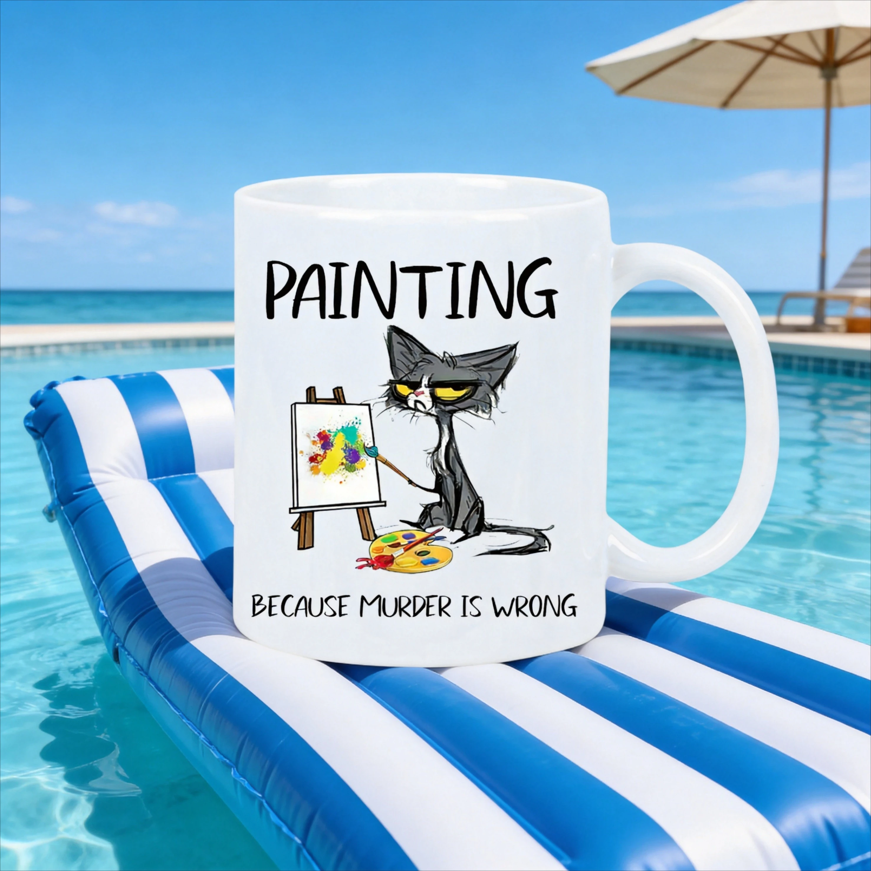 Funny Cup Painting Because Murder Is Wrong Ceramic Mug Original Breakfast Cups of Coffee Beer Mugs Personalized Gift Drinkware