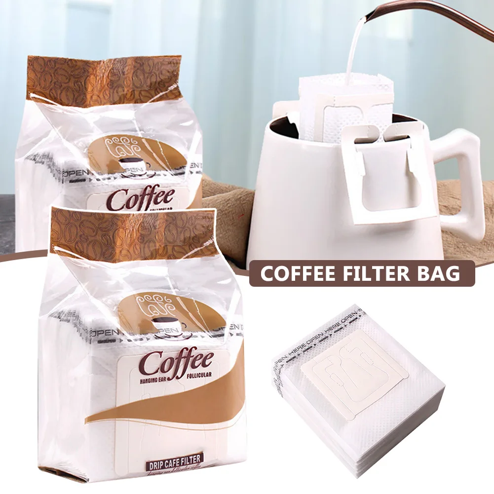 50pcs Disposable Coffee Filter Bag Drip Coffee Cup Filter Bags Ears Hanging Brew Cafe Accessories Tea Tool Coffe Filters Paper