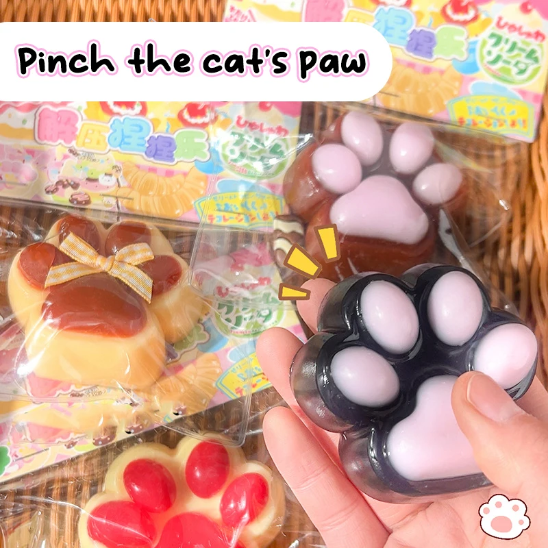 

Cute Plush Cat Paw Silicone Slow Rebound Pinch Decompression Toy Cat Paw Mochi Taba Squishy Fidget Toy Stress Release Vent Toy