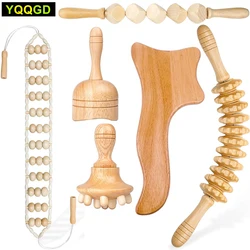 Wood Therapy Massage Tools,Lymphatic Drainage Massager Maderoterapia Kit,Wooden Massage Roller for Body Shaping,Anti-Cellulite