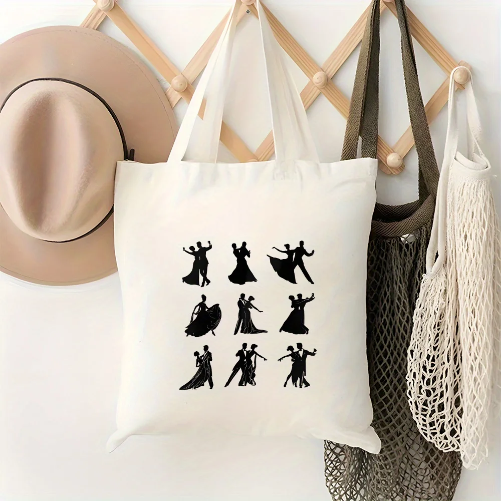1pc Large Capacity Ballerina Tote Bag Suitable for Ballet Enthusiasts, Elegant Ballerina Silhouette Design, Durable Reusable Gro