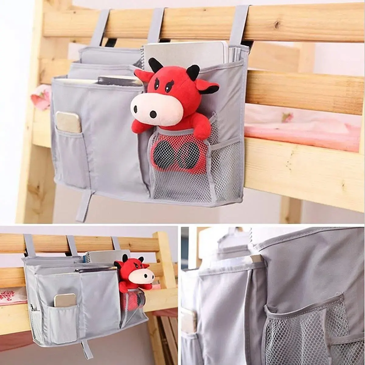 Multi Pockets Baby Bedside Storage Bag Hanging Bag Bed Accessories Oxford Cloth FWall-mounted Durable Bed Side Hanging Bag