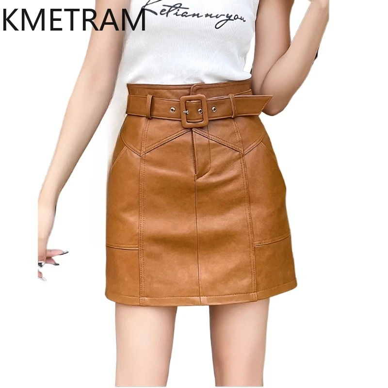 

KMETRAM 100% Top Layer Sheepskin Skirts for Women Genuine Leather Slim Short Skirt Woman Fall Clothes 2025 Faldas Para Mujeres