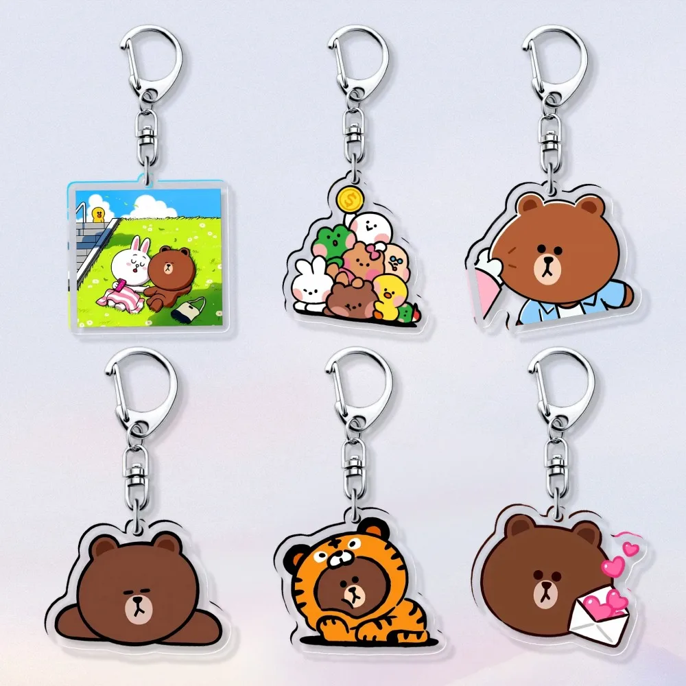 

Diy Custom Anime LINE FRIENDS Brown Cony Acrylic Keychain Cartoons Cute Q Version Girl Backpack Pendant Creative Holiday Gifts