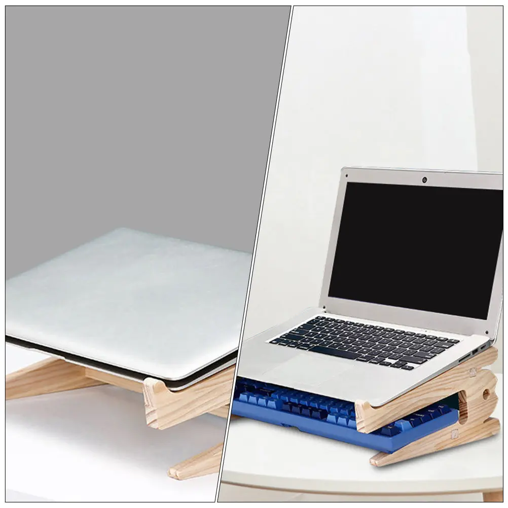 

1Pcs Wooden Laptop Stand Computer Cooling Rack Natural Wood Desktop Laptop Support Stand Folding Portable Heat Dissipation Rack