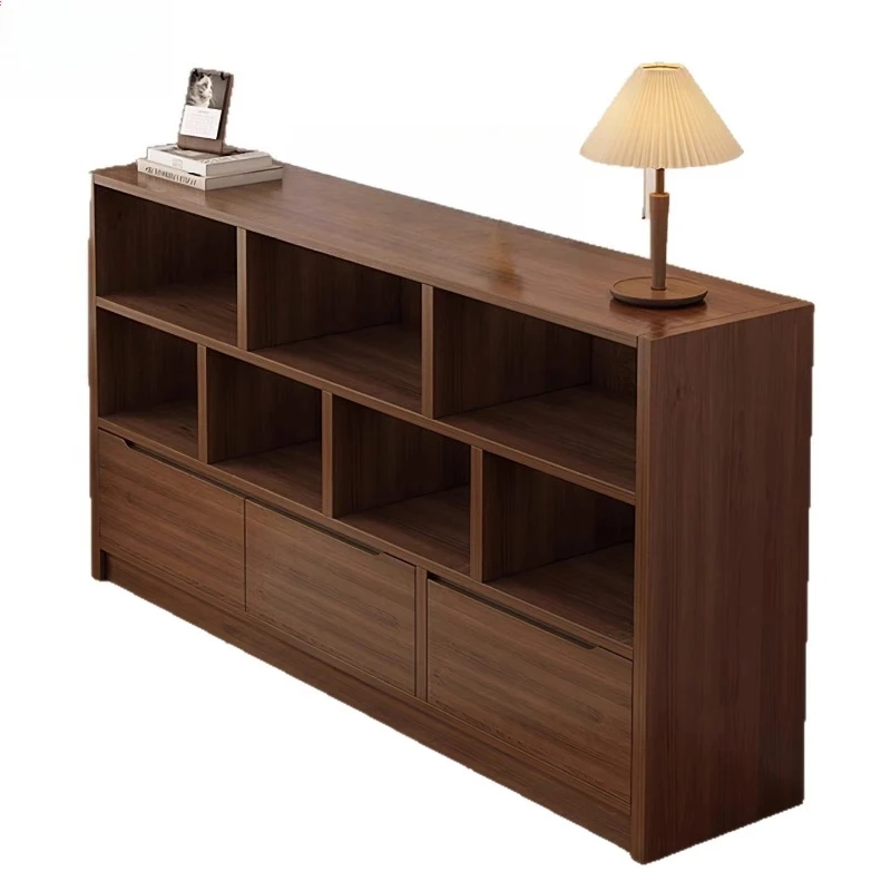 Freestanding wooden bookcases, lockers, shelves, modern minimalist design, self-assembled furniture, home furnishings