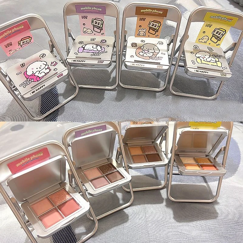 Myy Lidschatten-Palette mischbare matte Glitzer-Schimmer farben für das tägliche Make-up 4 Farben Handy halter Stuhl Design