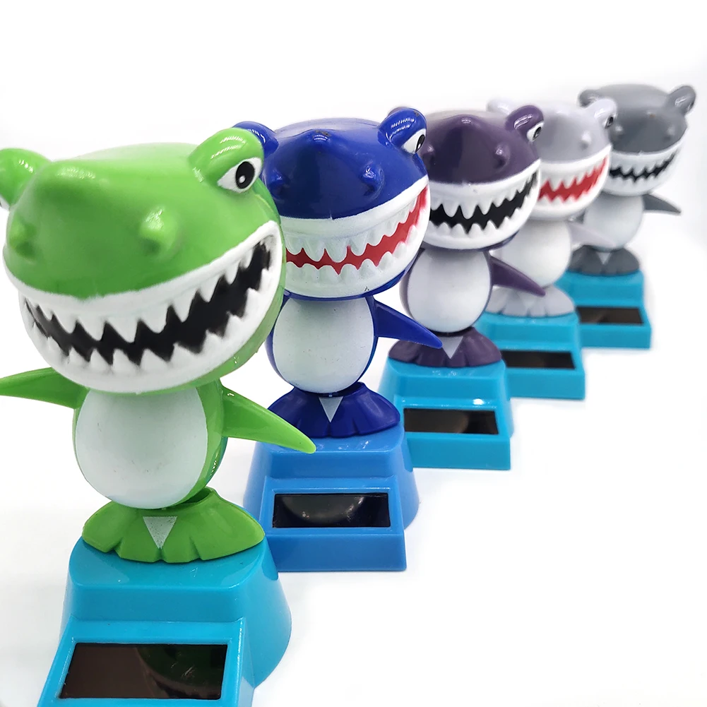 Cute Cartoon Shark Solar Power Shaking Head Toy Bobbling Dancing Toys Car Decoration Auto Interior Dashboard Decor Car Ornament