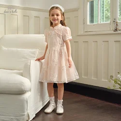 Dave Bella Girl's Princess Dress 2025 New Summer Children's Baby A-line Puff Sleeves Charm Sweet Fashion Casual Party DK2240330
