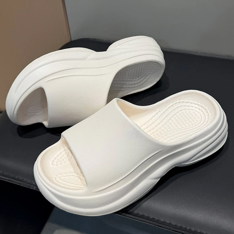 Chunky Plateau-Slipper für Damen 2026 Sommer Bequeme Keilabsatz-Sandalen Einfarbige Rutschfeste EVA Dicksohlen-Slides – Detail 6
