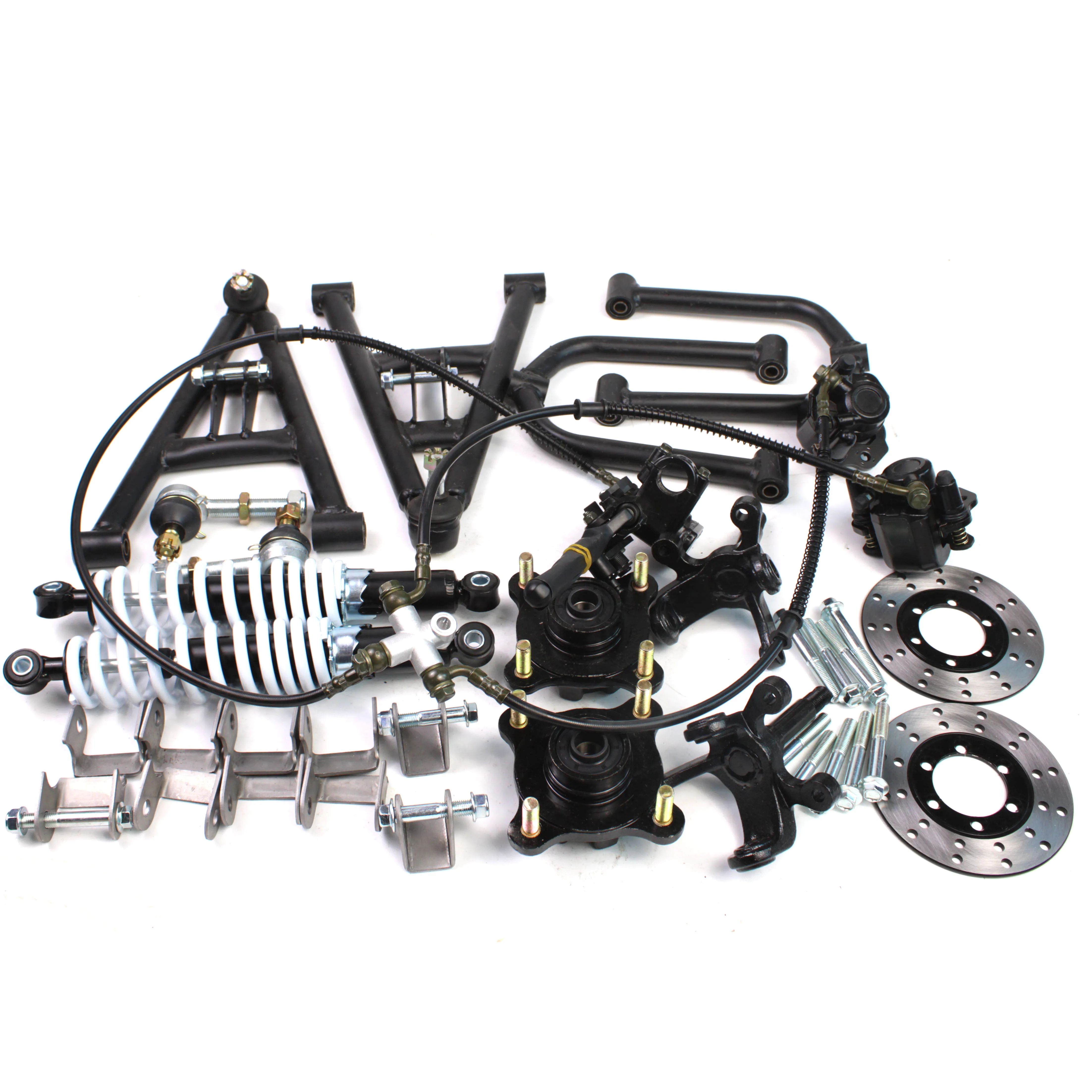 350mm Front Suspension Shock Swing Arm Upper Lower Arm Steering Knuckle Spindle With Brake Pump Wheel Hubs For DIY ATV Buggy