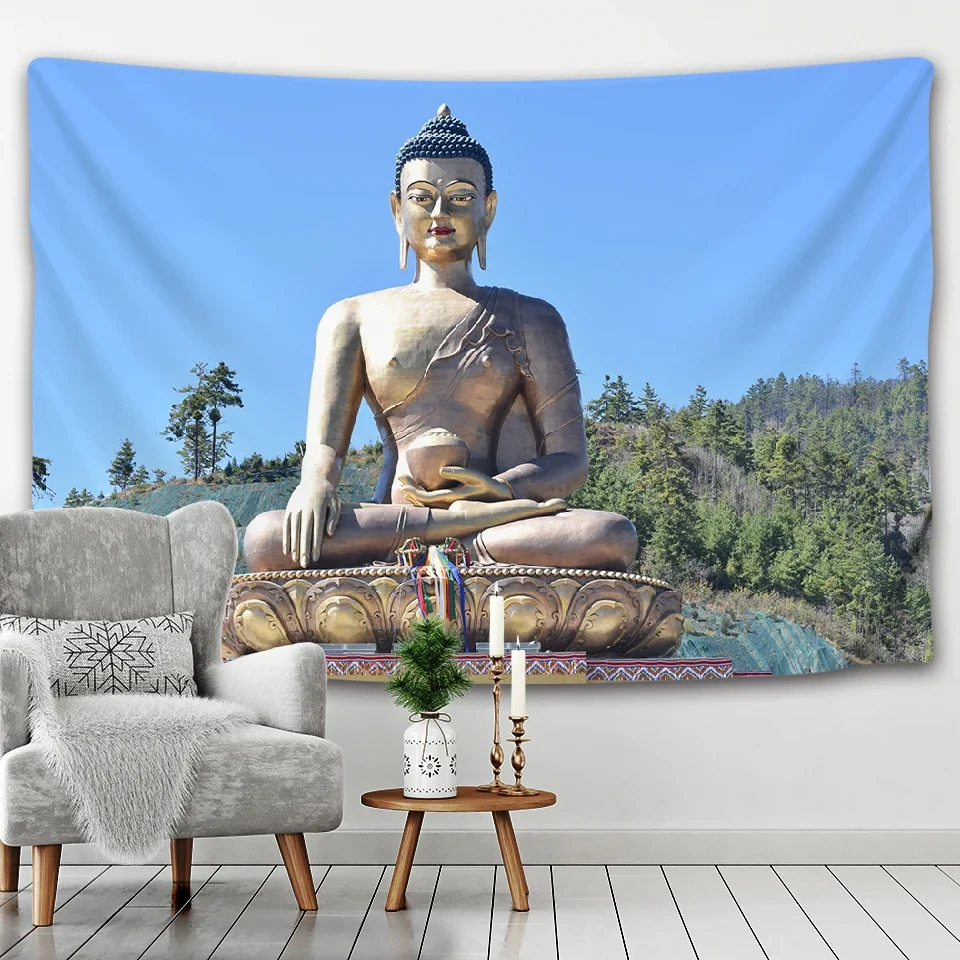 3D Indian Buddha Religion Culture Wall Tapestry Hippy Psychedelic Bohemian Tapestry Wall Hanging Decor for Living Room Bedroom