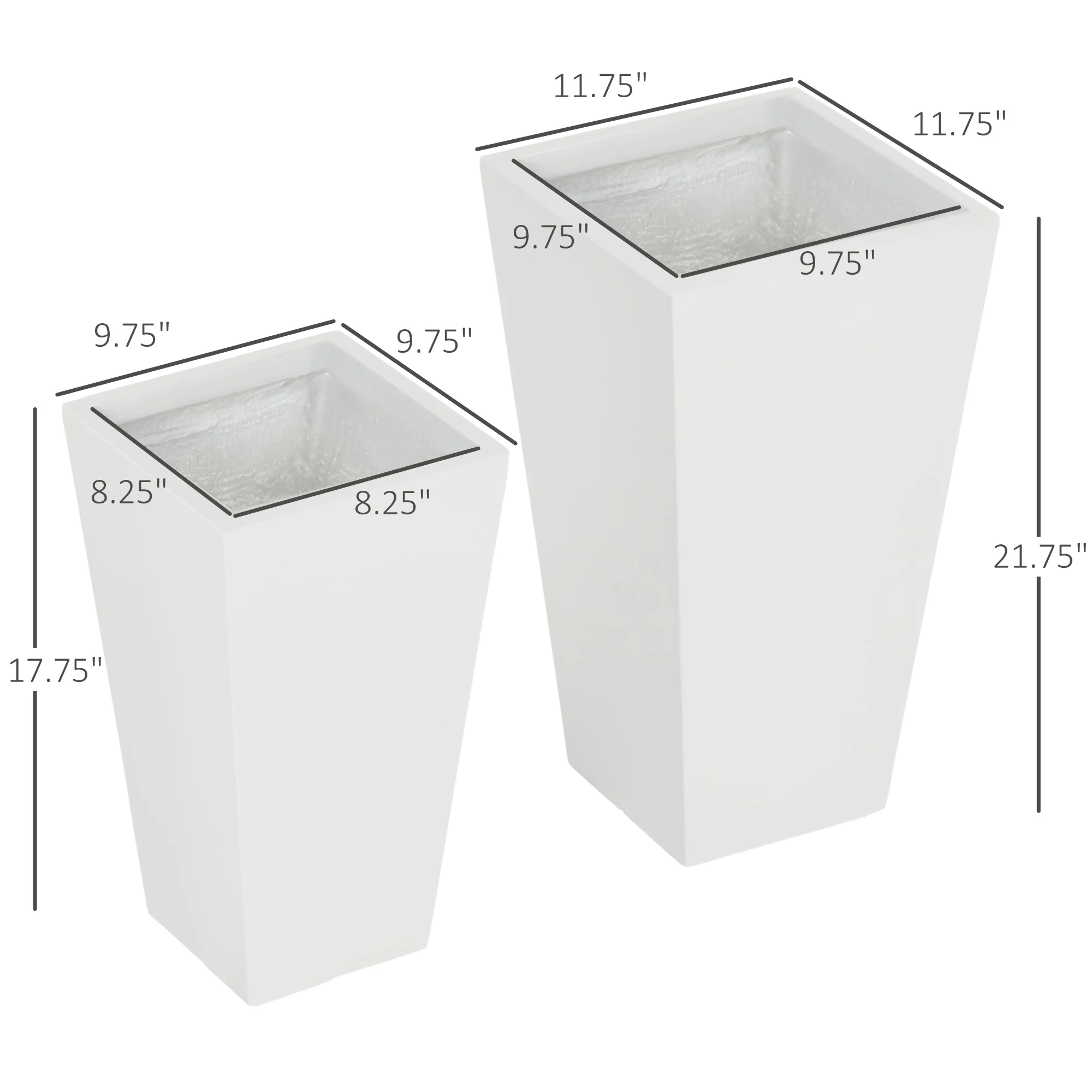 Flower Pots,2-Pack Outdoor Planter Set,with Drainage Holes, Durable & Stackable Plant Pot,for Outdoor and Indoor
