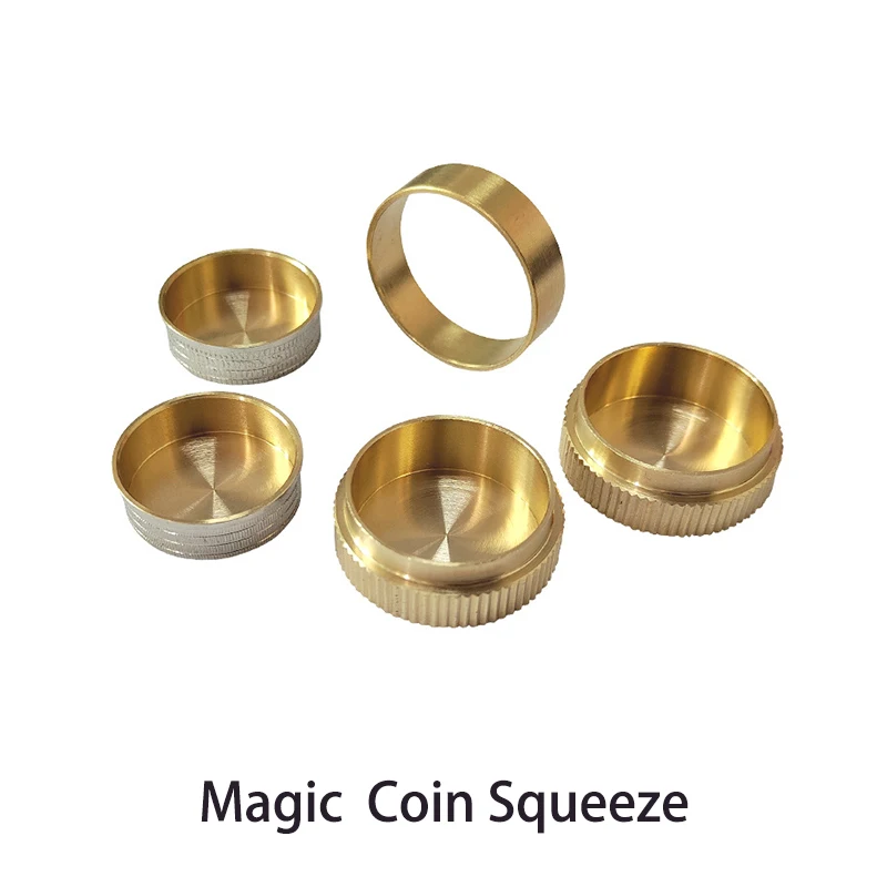 Moneda mágica para apretar de Oliver, truco mágico, trucos de magia de primer plano, moneda mágica que desaparece, apariencia en caja de Metal, ilusiones, moneda de mago