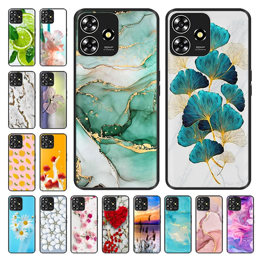 

For ZTE Axon 50 Lite Case Silicone Soft Fashion Flower TPU Bumper For ZTE Axon 50 Lite Phone Cover For ZTE Blade A73 4G 8050 Bag
