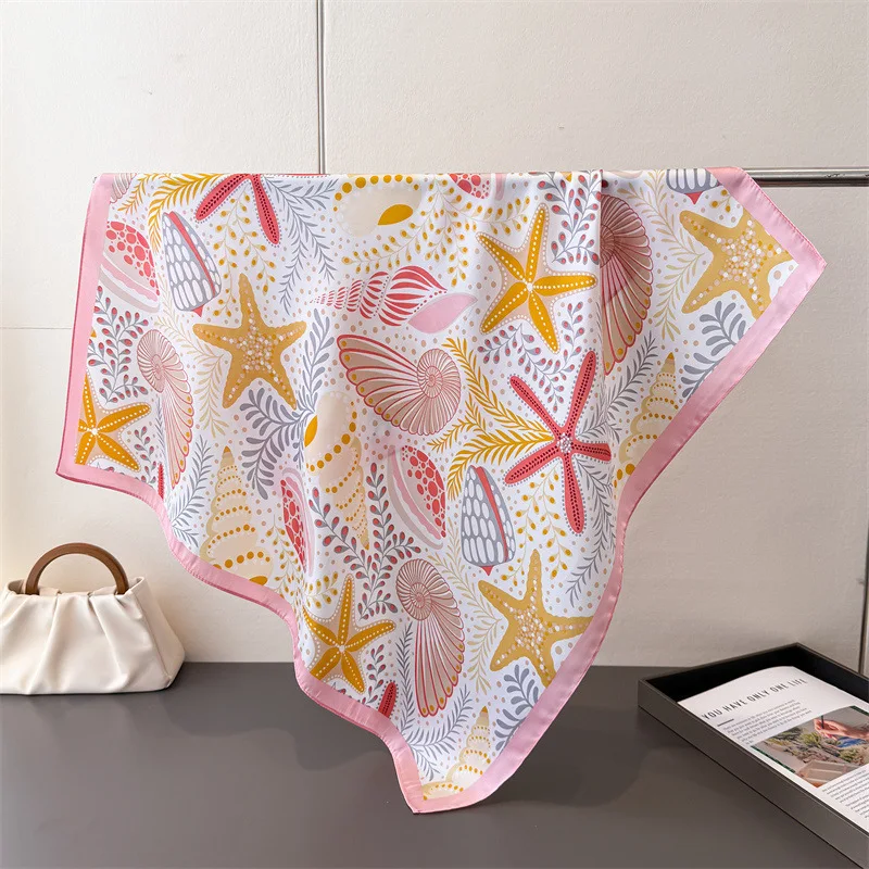 New Printed Square Scarf For Women Fashion Soft Stain Scarves Bandanas Luxury Hijab Neckerchief Elegant Beach Shawl Wraps view 4