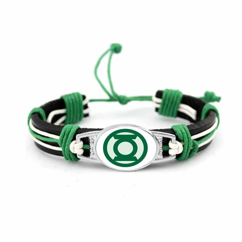 Batman Superman Wonder Woman Green Lantern Bracelet Braided Leather Accessories Movie Peripherals Birthday Gifts