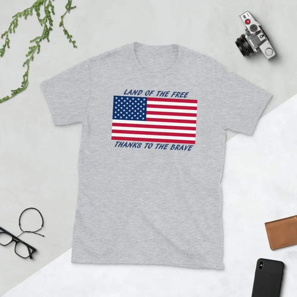 Land of the Free Thank You USA T Shirt Patriotic America 4th July Fourth Independence Day