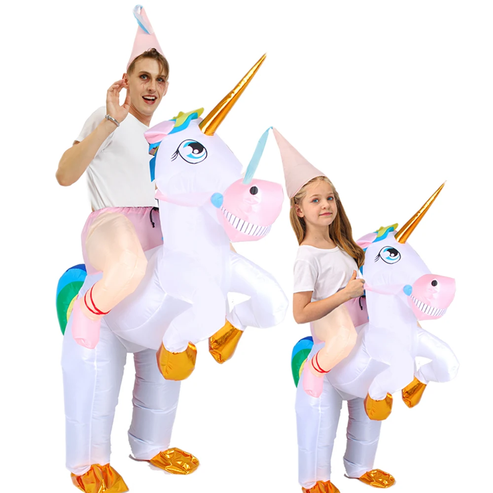 Funny Inflatable Colorful Unicorn Costume for Halloween Christmas Birthday Party Adult Kids Cosplay Garment