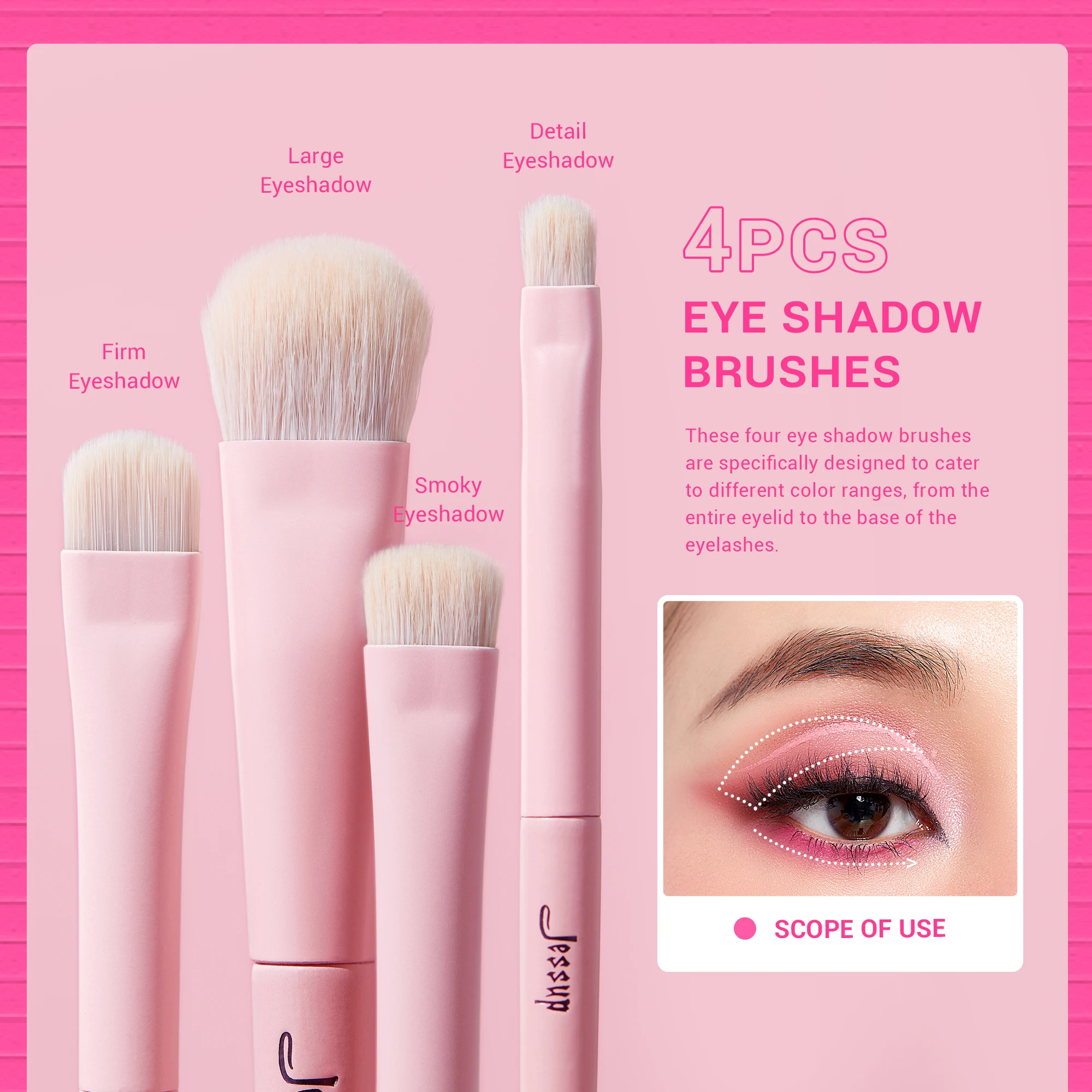 Jessup Eyeshadow Brush Set Pink Eye Makeup Brushes Concealer Brush Premium Vegan Eyeshadow liner Blending Brush for Makeup, T496