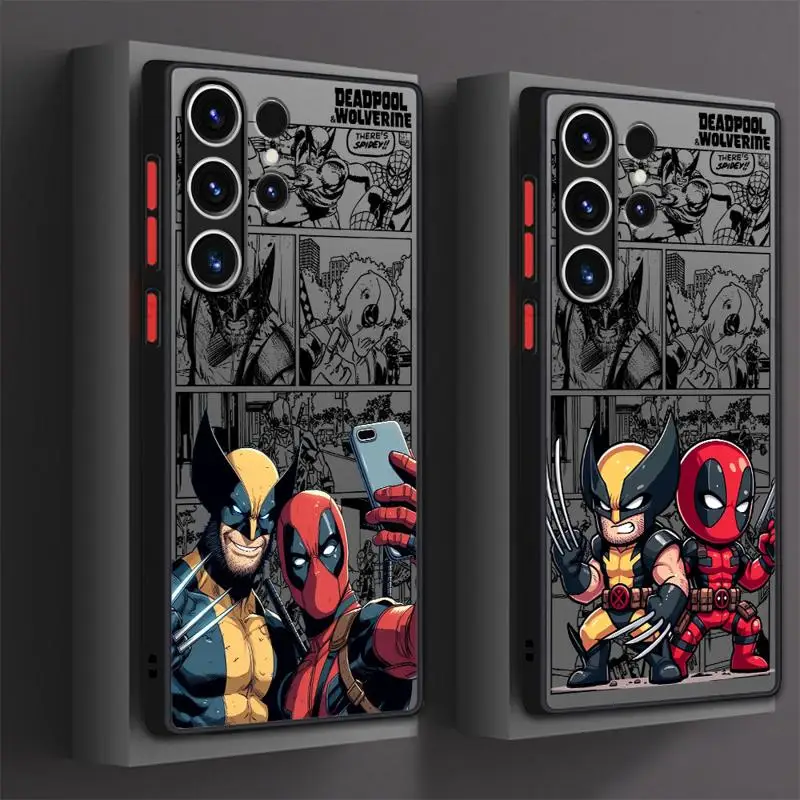 Clear Matte Phone Case for Samsung Galaxy S24 Ultra S23 S22 S21 Plus S20 FE Note 20 Ultra 10Plus Marvel Deadpool And Wolverine