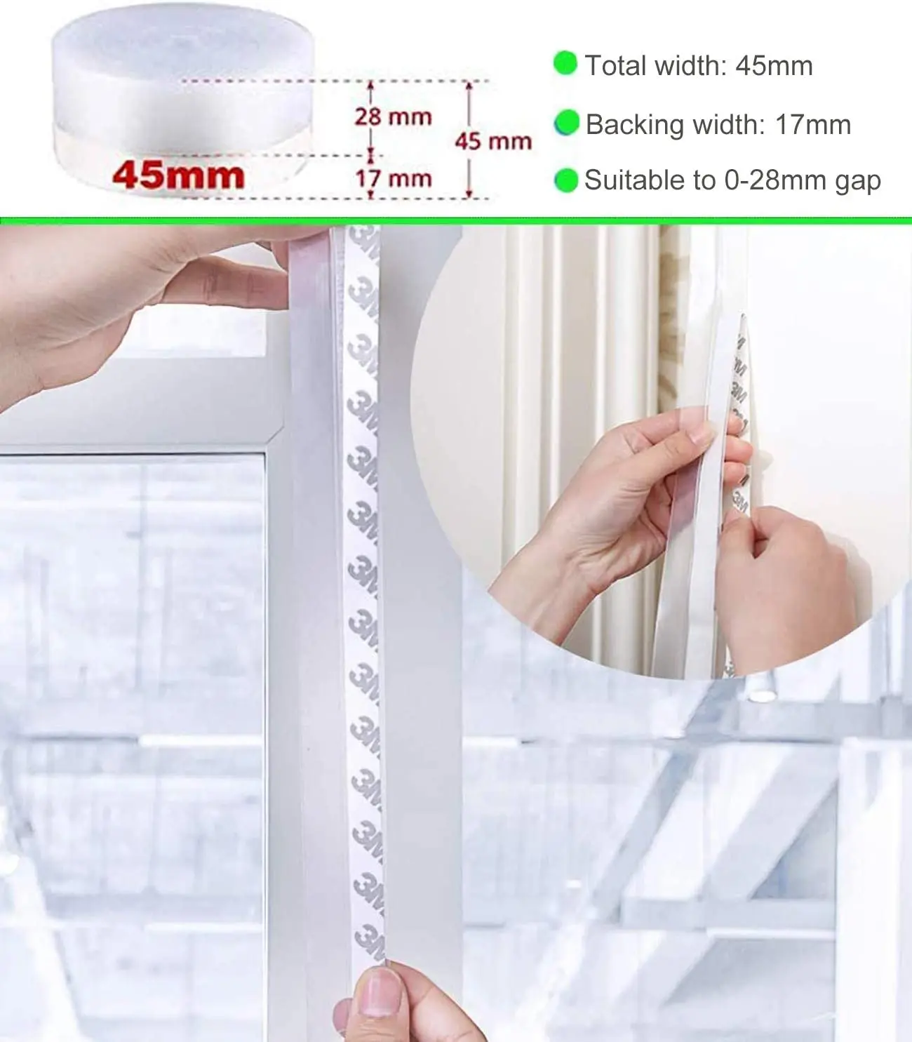 3M 5M Silicone seal, weatherproof door bottom seal - suitable for door and window collision and side clearance