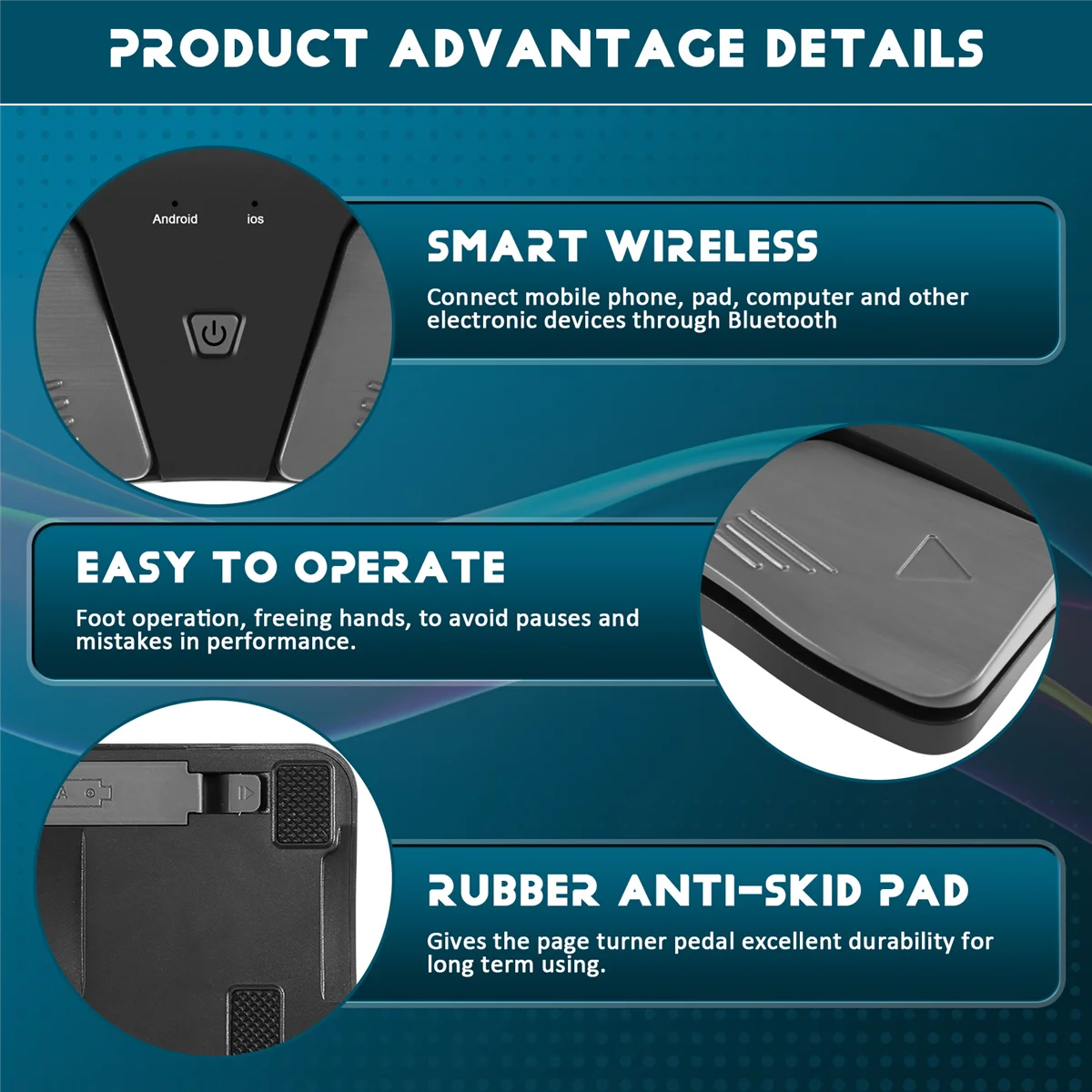 

YDSC Wireless Page Turner Pedal Bluetooth Page Turner Wireless Turning Pedal Remote Control Compatible IOS iPhone Android