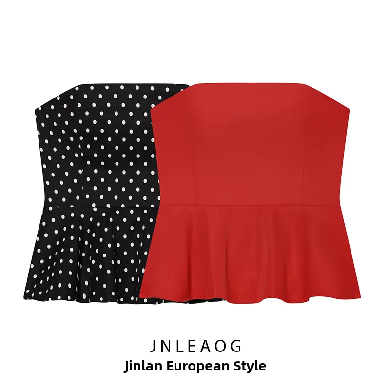 JNLEAOG Summer New Women's Tube Top Nine Points Hem Two-color Short Skirt Style Bustier Top Slim Fit Commute Style Short Length