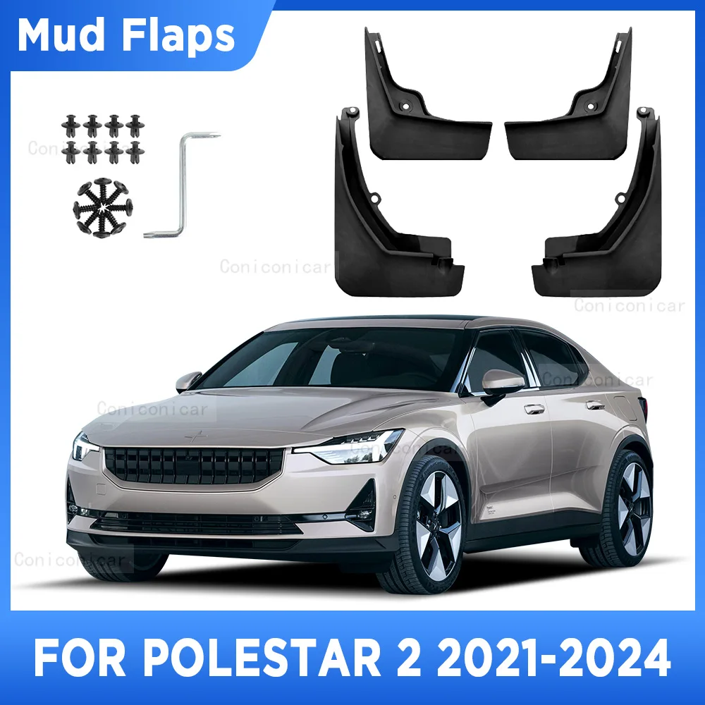 For POLESTAR 2 2021-2024 2023 Mud Flaps Splash Guard Mudguards MudFlaps Front Rear Fender Auto Styling Car Accessories 4PCS