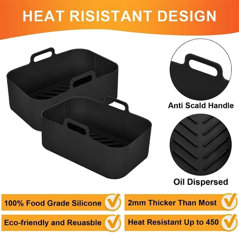 ซิลิโคนหม้อถาดสำหรับ Air Fryer เตาอบเบเกอรี่แม่พิมพ์ Pastry Bakeware 2pcs Dropshipping