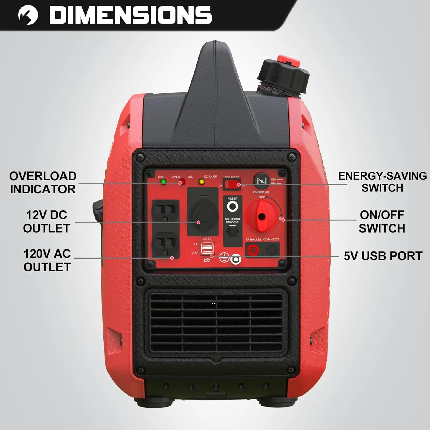PowerSmart 2500-Watt Portable Gas Inverter Generator, High Fuel-Efficient Generator, Lightweight, CARB Compliant PS5025