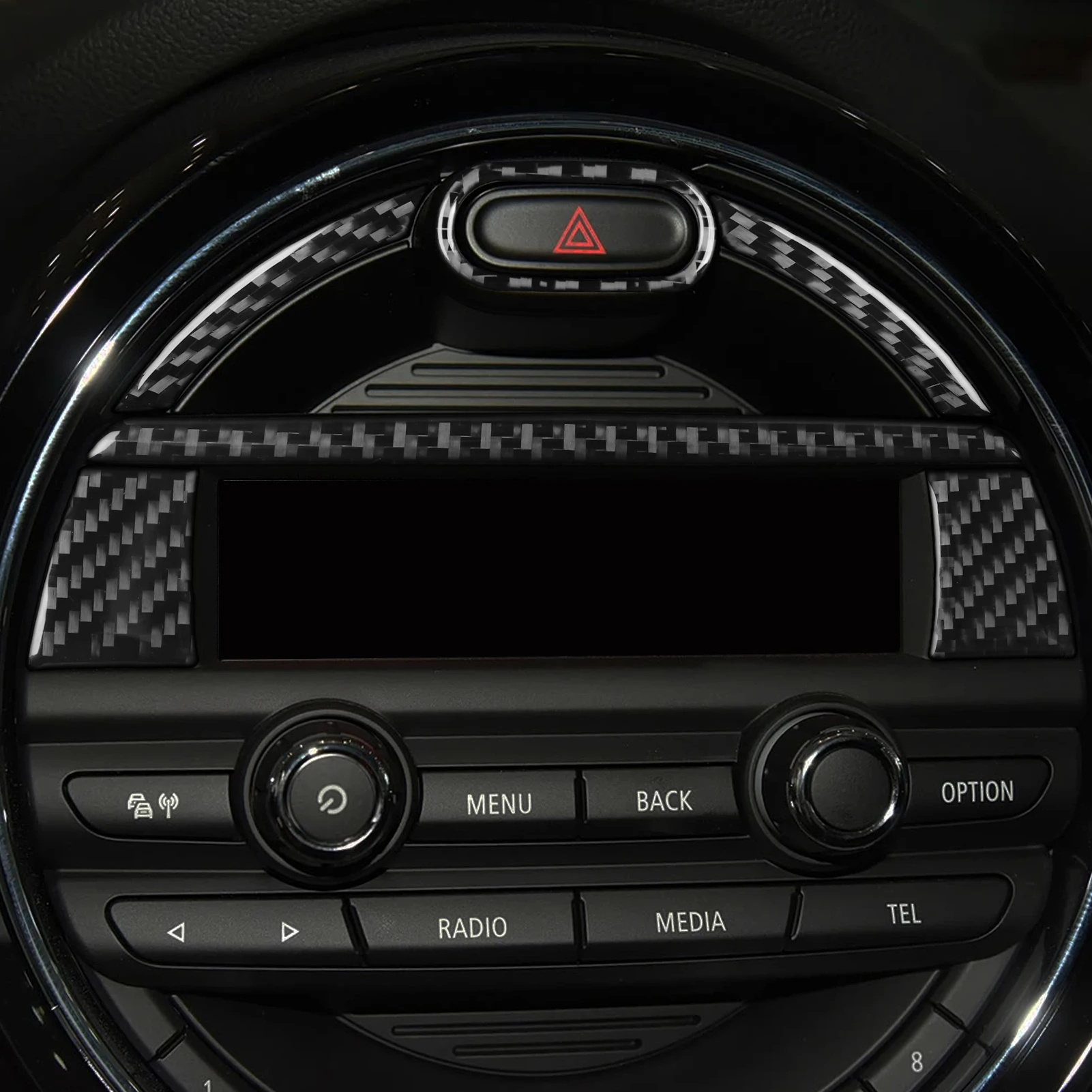 For Mini Cooper F56 2014-2021 Carbon Fiber Central Console Wheel Speedometer Air Outlet Panel Trim Set Car Accessories Sticker