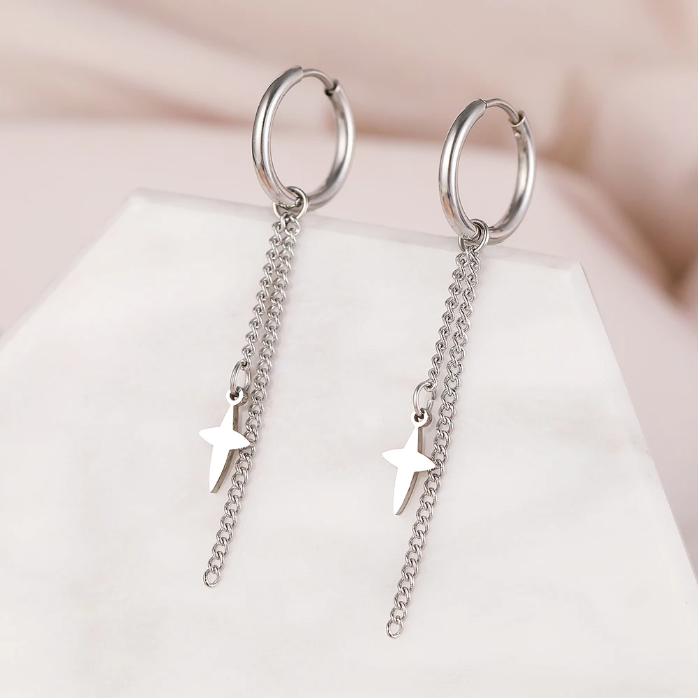 Women's Stainless Steel Geometric Hexagonal Dangle Earrings