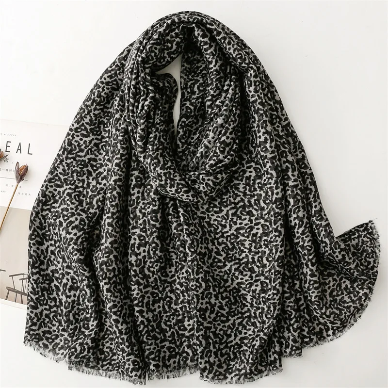 Winter Sexy Leopard Dot Fringe Viscose Shawl Scarf Lady High Quality Print Soft Pashmina Stole Bufandas Muslim Hijab 180*90Cm