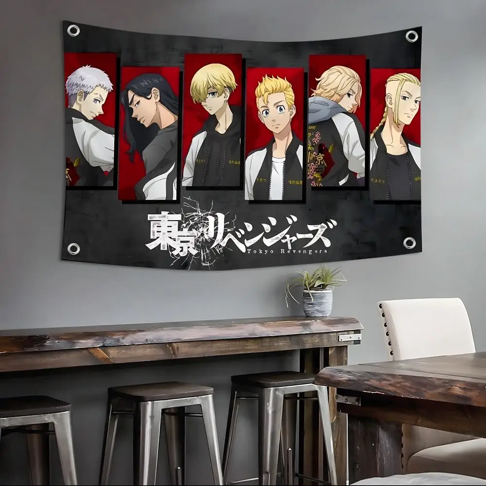 Anime T-Tokyo Revengers Flags Wall Art Backdrop: Camping Outdoor Garden Bedroom Party Decor Family Gifts