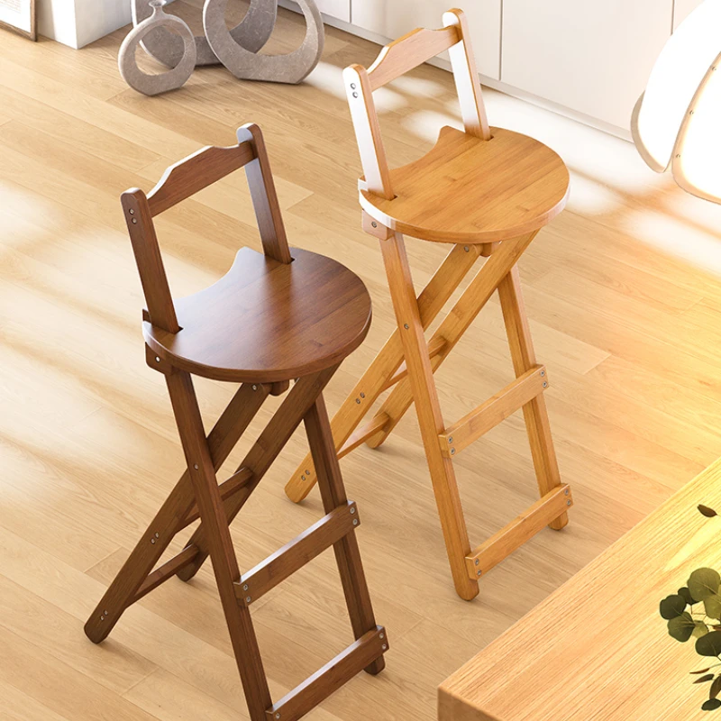 Simple Dining Chair  Art Student Dormitory Stool Multi-functional High Stool Bamboo Foldable Bar Chair for Versatile Use