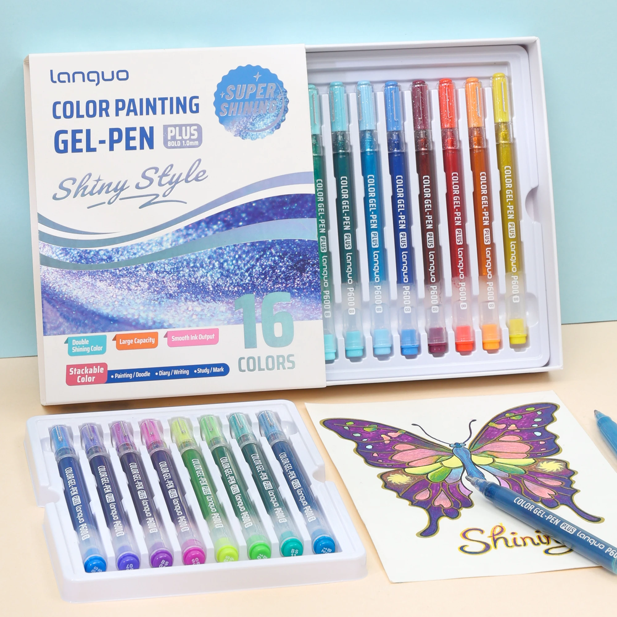 

16/24Colors Super Flash Effects Gel Markers pen 1mm Painting Drawing Marker Pen For Coloring Handbook Neutral Notebook Pen ﻿